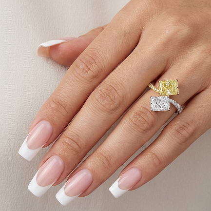 Platinum & 18K Fancy Yellow Diamond Moi Et Toi Ring